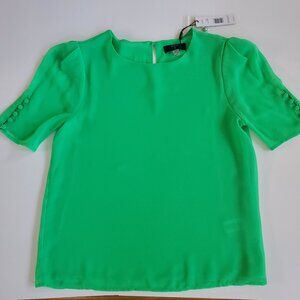 Sheer Bold Bright Colorful Green Blouse XS New Preppy